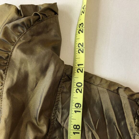 Sunny Leigh Blouse Women 4 Bronze Accordion Ruffle Wrap Flare Cuffs Formal Top - Picture 11 of 12